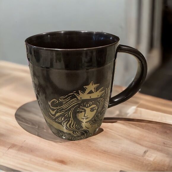 Starbucks 2012 Bone China Siren Crown Mermaid Gold Brown Mug Coffee Cup - Picture 3 of 13